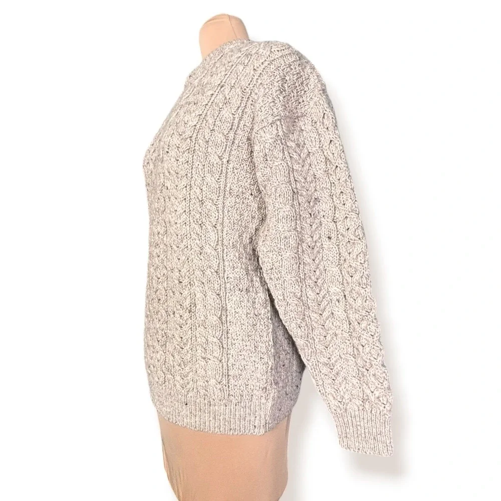 Vintage Carraig Donn Irish Aran Wool Cable Knit Fisherman Sweater Small Heritage